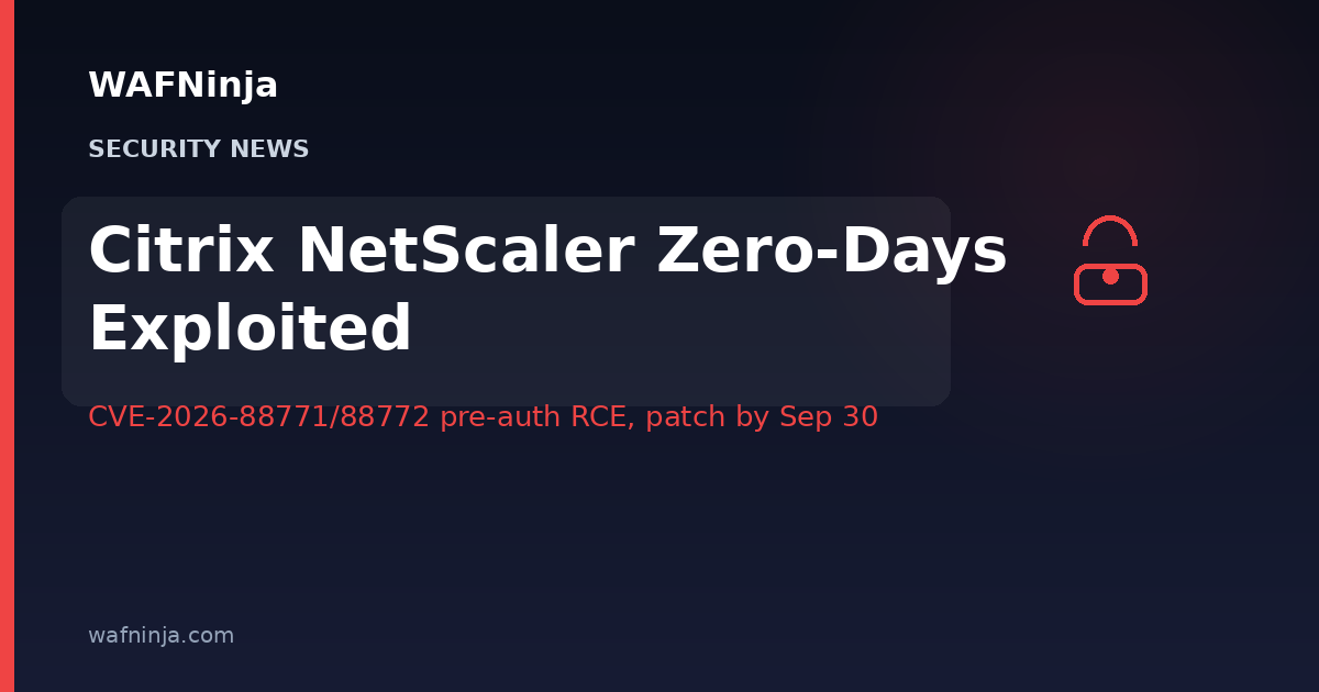 Citrix NetScaler Zero-Days CVE-2026-88771 and CVE-2026-88772 Under Active Exploitation: CISA Gives Federal Agencies Until September 30