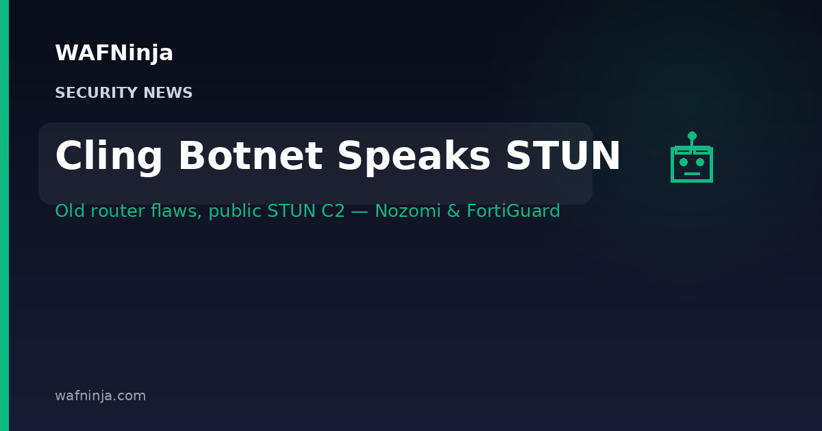 Cling Botnet Turns Old Router and DVR Bugs Into STUN-Speaking Proxy Nodes — Nozomi and FortiGuard Track the Linux Backdoor