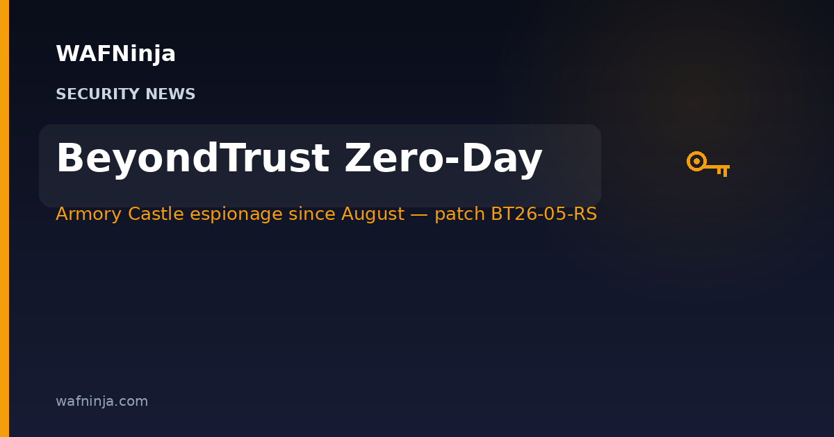 BeyondTrust Remote Support Zero-Day CVE-2026-102764 Was Exploited by Chinese Espionage Actors Since August — Armory Castle Went From Web Shell to Root and Wiped the Logs