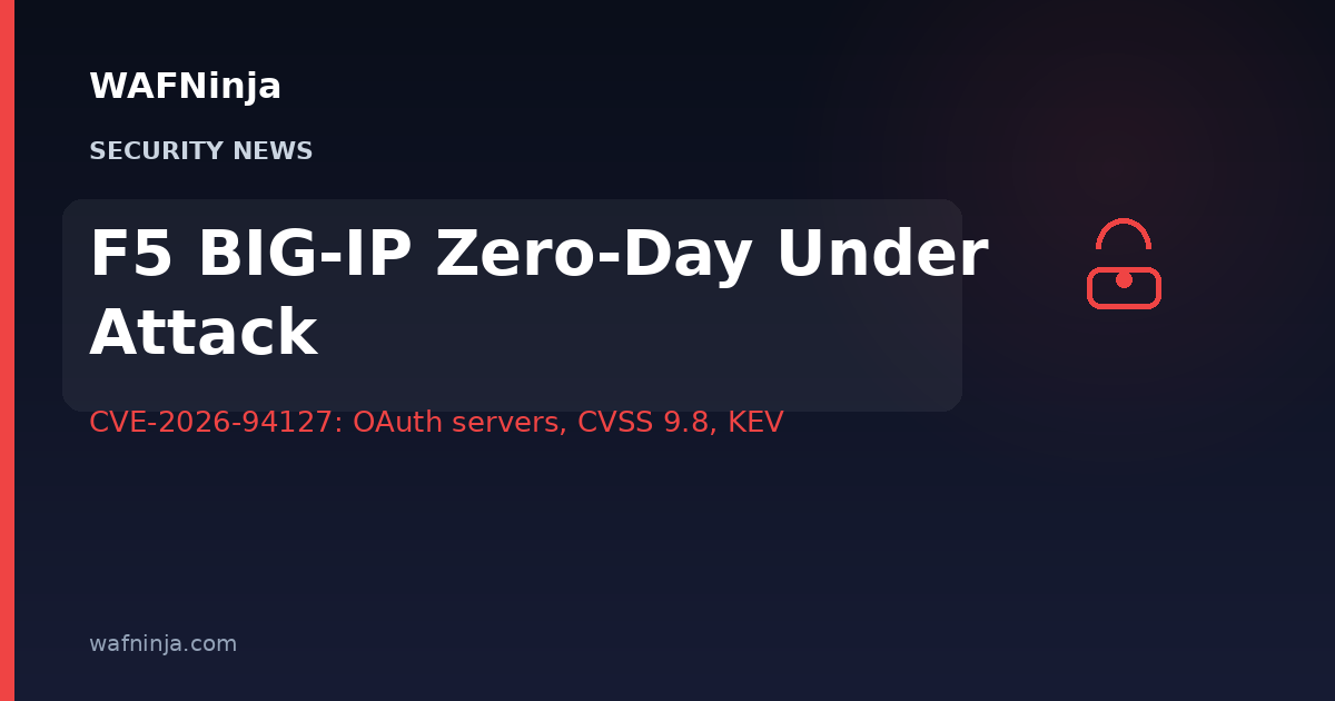F5 BIG-IP APM Zero-Day CVE-2026-94127 Under Active Attack: Unauthenticated RCE on OAuth Servers, CISA Gives Feds Three Days