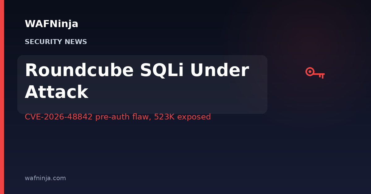 Roundcube CVE-2026-48842 Under Active Exploitation: Pre-Auth SQL Injection Threatens 523,000 Exposed Webmail Instances