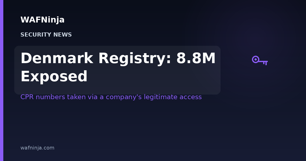 Denmark's Population Registry Breach Exposed Names, Addresses and CPR Numbers of 8.8 Million People — Attackers Abused a Company's Legitimate Registry Access