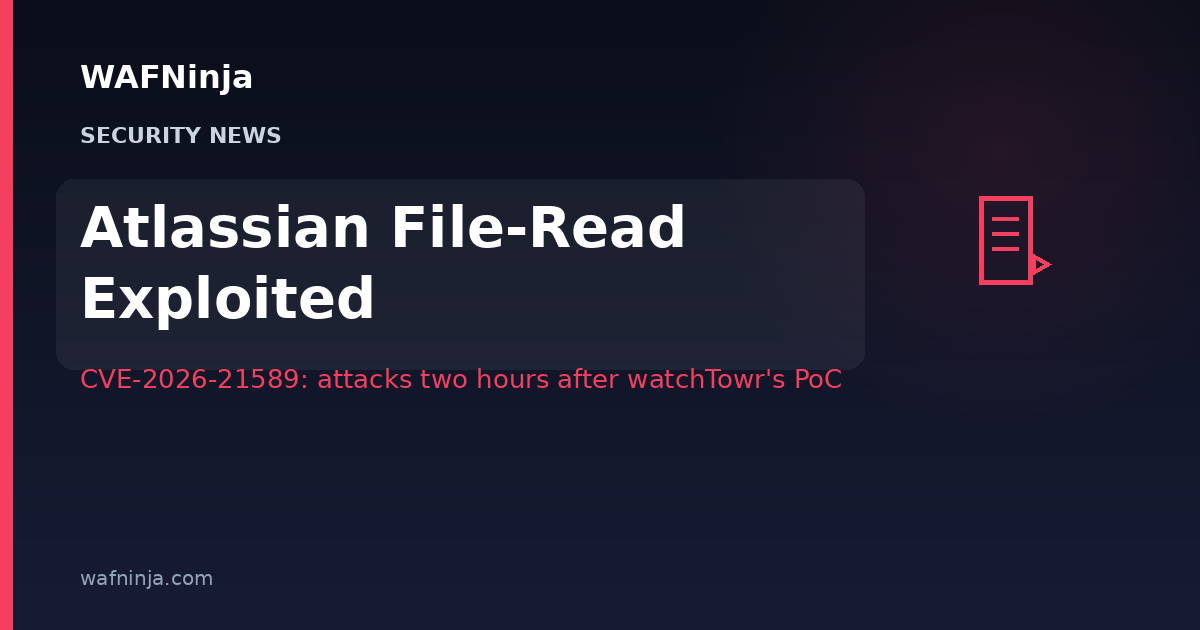 Atlassian Data Center File-Read Flaw CVE-2026-21589 Is Exploited in the Wild Two Days After Disclosure — Honeypots Caught Attacks Two Hours After watchTowr Published Details